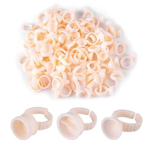 HURRISE 100pcs Cup Rings, Silicone Semi-Permanent Rings, Nail Art Adhesive Glue Holders, Palette for Eyelash Extension, Nail Art, Tattoo (L)