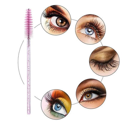 50 Pink Lash Spoolies for Eyelash Extensions, 50 Lip Brush for Lipstick, 50 Micro Swabs for Eyebrow Lamination,6Pcs Y Shape Eyelash Lift Tool Eyelash Brush,5 Pairs Lint Free Under Eye Gel Pads