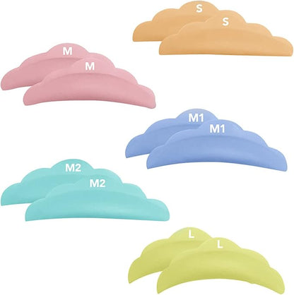 Lash Lift Pads,DIY Eyelash Lift Pads,Eyealsh Perm Rods,Lash Lifting at Home 10 Pcs Eyelash Curler Pads 5 Size SMM1M2L Reusable Soft Silicone Shields (Colorful-Lift Pads(5pair))