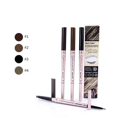 Eyebrow Pencil - Khaki Coffee Dual Ended Brow Pen & Eyebrow Wax Pen, Waterproof Smudge Proof Long Lasting Eyebrow Pen, Eyebrow Waxing Shaping Clear Eye Makeup Kit