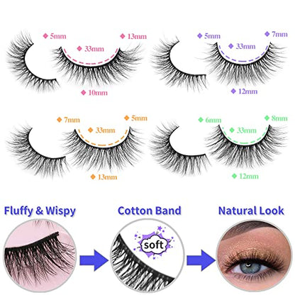 20 Pairs Lashes Pack Wispy Eyelashes Natural Look