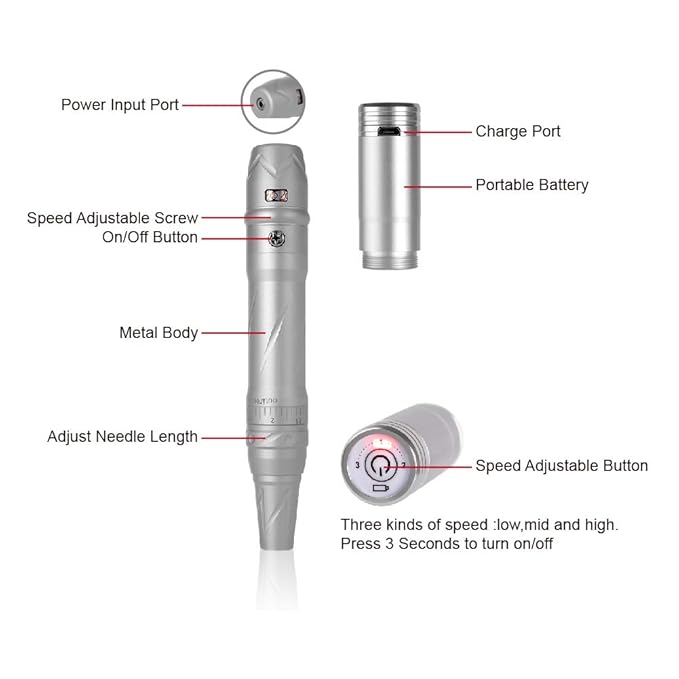 Charme Princesse Permanent Machine Makeup Wireless Rotary tattoo Machine With 1pc Wireless Battery 15pcs Needles For Eyebrow Eyeliner Lip Tattoo Machine EM509-2-US