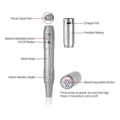 Charme Princesse Permanent Machine Makeup Wireless Rotary tattoo Machine With 1pc Wireless Battery 15pcs Needles For Eyebrow Eyeliner Lip Tattoo Machine EM509-2-US