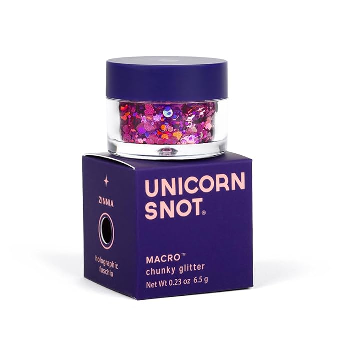 Unicorn Snot Macro Glitter - Face & Body - Cosmetic Grade Large-Particle Loose Glitter - Perfect Make-up for Festivals, Raves - Safe for Face, Easy Application & Removal - Pink (Zinnia)
