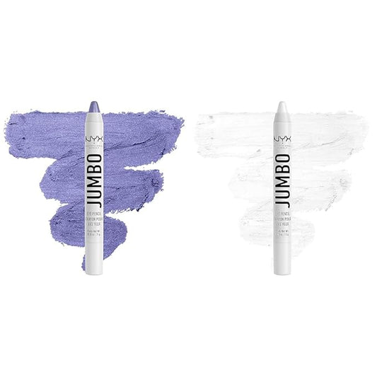 NYX PROFESSIONAL MAKEUP Jumbo Eye Pencil Blendable Eyeshadow Stick & Eyeliner Pencil Bundle - Donut (Lilac) and Milk