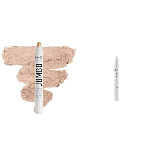 NYX PROFESSIONAL MAKEUP Jumbo Eye Pencil Duo - Frosting (Champagne) & Cottage Cheese Blendable Eyeshadow Stick & Eyeliner Pencils