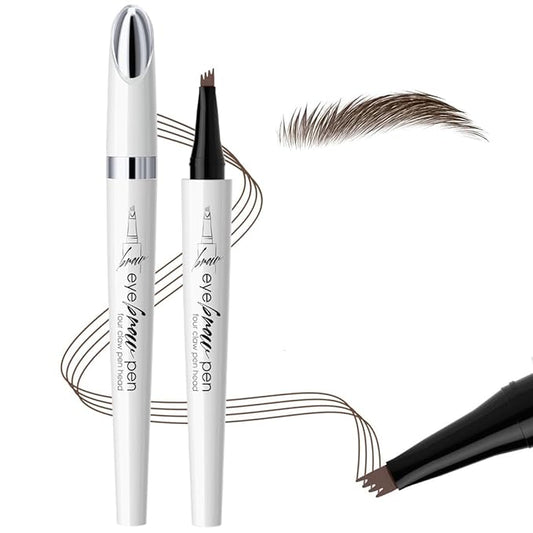 Magic Eyebrow Pencil 1Pcs Waterproof Eyebrow Tattoo Pencil 3D Microblading Eyebrow Pencil with 4 Fork Tip, Natural Makeup Fine Stroke Magic Eyebrow Pencil for women (Dark Brown)