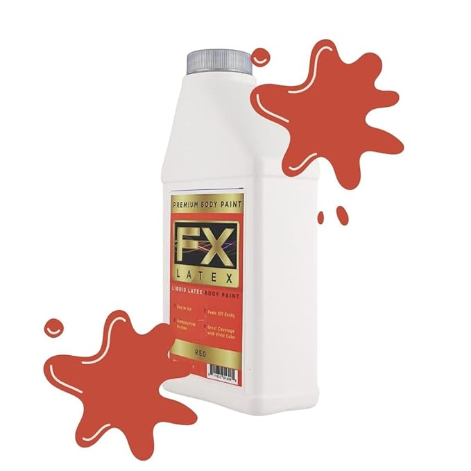 Liquid Latex - Face and Body Paint, Ammonia Free, Easy On and Off, Cosplay Makeup, Create Professional Monster, Zombie Arts 16 Oz (Red)