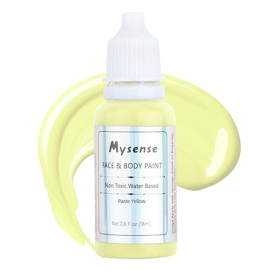 Mysense Pastel Yellow Face Body Paint,Water Based Washable Face Paint,Non-toxic Cream Body Paint for Adults and Kids,Yellow Face Painting for Halloween Cosplay SFX Ogre Demon Makeup,0.6oz