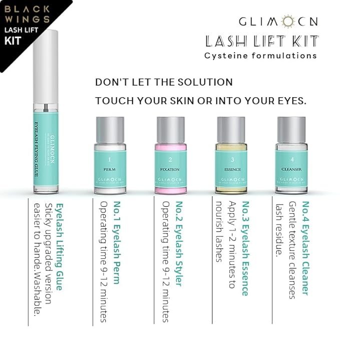 Glimocn Lash Lift Kit Eyelash Curl Cysteine Fast Perm Extension Lamination Setting Lotion Cream Eyelash Serum Gel Glue Rods Pads Tools Salon Eyeliner