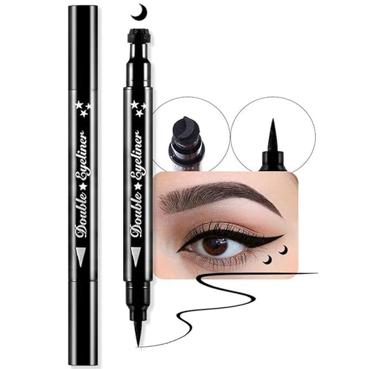 evpct 1Pcs Black Colored Winged Eyeliners Stamp, Black Moons Face Stamps Makeup Eyeliner Eye Stamp Liners Tool Set Kit for Women Waterproof, Wing Eyeliner Stamp Figures Tool Wingliner Shapes, 02#