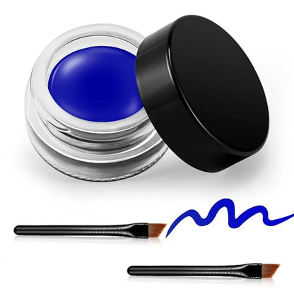 Erinde Blue Gel Cream Eyeliner - Long Lasting, Waterproof, Smudge-Proof High-Intensity Pigments with 2PCS Eyeliner Brushes 03# Blue
