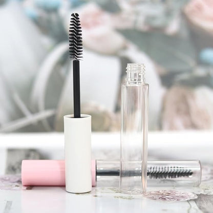 6pcs 10ml Empty Eyelash Cream Container,Mascara Tube with Rubber Inserts,DIY Mascara Tube Sample Vials with Cap,Plastic Travel Refillable Bottles