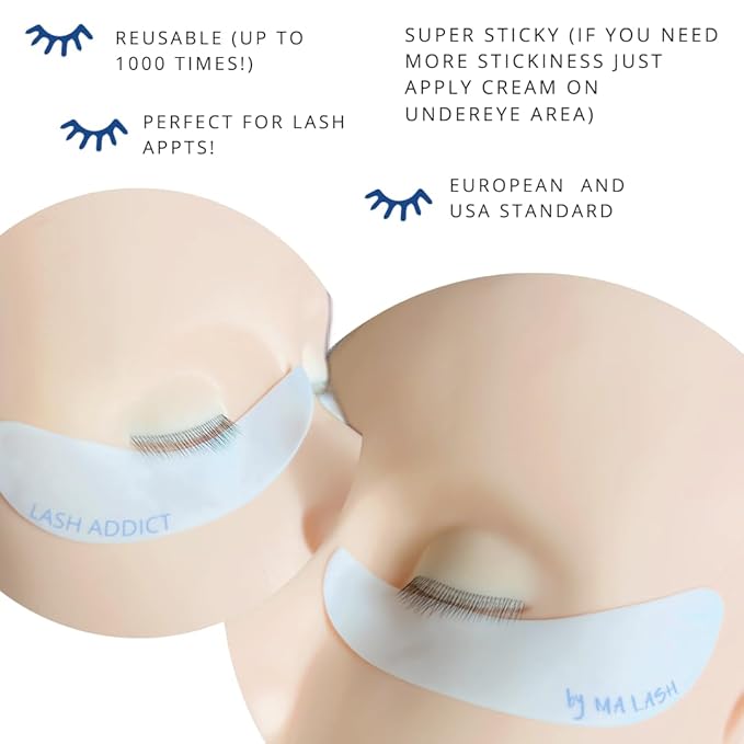 Reusable Silicone Eye Pads - Set of 6 (3 Pairs) - Eyelash Extension Under Eye Patches for Lash Lift, Lower Lash Isolation, Sensitive Skin, and Removal - LASH ADDICT (3 pairs)