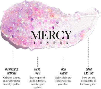 MERCY LONDON Glitter Glitz Unicorn Gel - 50ml Chunky Glitter Gel for Hair, Eye and Body