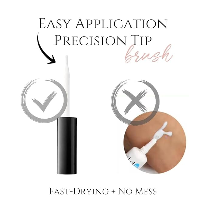 Gentle Formula Lash Glue - 24 Hour Hold - Cluster Strip False Lash Extension Eyelash Glue - Soothing Aloe Lash Adhesive - Dries Clear - Water Resistant