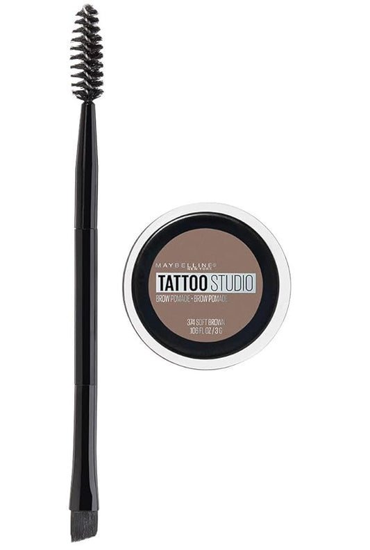 Maybelline TattooStudio Brow Pomade Long Lasting, Buildable, Eyebrow Makeup, Soft Brown, 1 Count