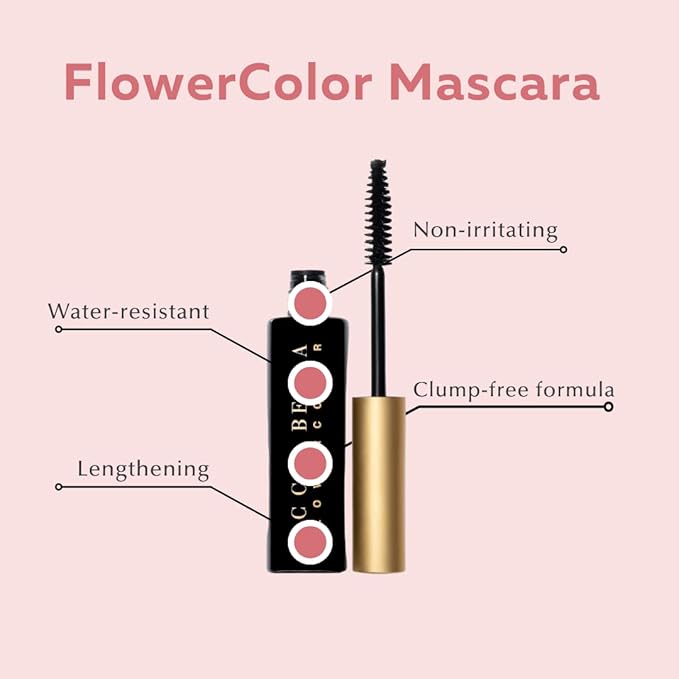 Ecco Bella Plant-Based Vegan Natural Glow Kit, Natural Lip Gloss (Power), FlowerColor Mascara (Brown)