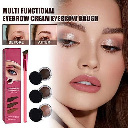 4D Hair Stroke Brow Stamp Brush & Eyebrow Cream Makeup Brush Set (Taupe)