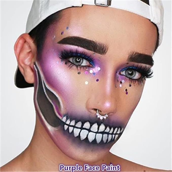 Go Ho Makeup Deep Purple Cream-Blendable Stick-Purple Eye Black Face Body Paint Professional SFX Makeup Ursula Face Paint,Baseball Face Paint Stick,Safe Facepaint Nose&Lip Smacking for Halloween