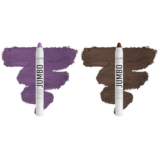 NYX PROFESSIONAL MAKEUP Jumbo Eye Pencil Duo - Eggplant & Frappe Blendable Eyeshadow Stick & Eyeliner Pencils