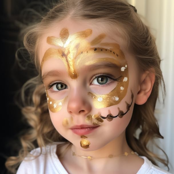 BOBISUKA Gold Face Body Paint, Metallic Oil-based Painting Kit, Cream Blendable Facepaint for Halloween Cosplay, Costume, Parties, Stage, Theater, SFX Special Effect Makeup（2.1 Fl.oz）