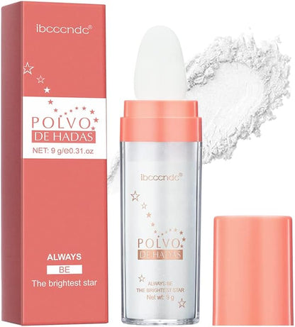 Ibcccndc Polvo De Hadas Fairy Powder Highlighter Long Lasting Shimmer Silver Glitter Hairspray for Face Hair Eye Lip and Body,Make Up for Prom, Festival Rave, Stage Makeup (White)