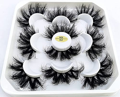 HBZGTLAD new 5 Pairs 25 mm 3d Mink Lashes Bulk Faux with Custom Natural Mink Lashes Pack Short Wholesales Natural False Eyelashes (9D-02)