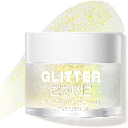 Holographic Body Glitter Gel for Body, Face, Hair, Lip Nail, Eyeshadow. Long Lasting Festival Party Makeup Body Glitter, Color Changing Glitter Gel Under Light (#4 Sapphire Blue)