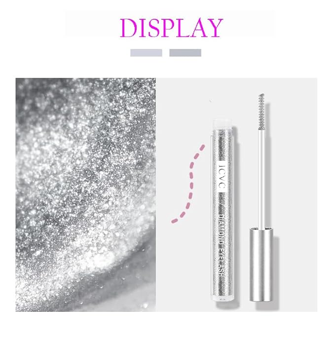 Glitter Mascara for Eyelashes, Womens Waterproof Long Lasting Mascara Smudge-Proof No Clumping Colorful Eyes Makeup for Women Wedding Stage Music Festival.