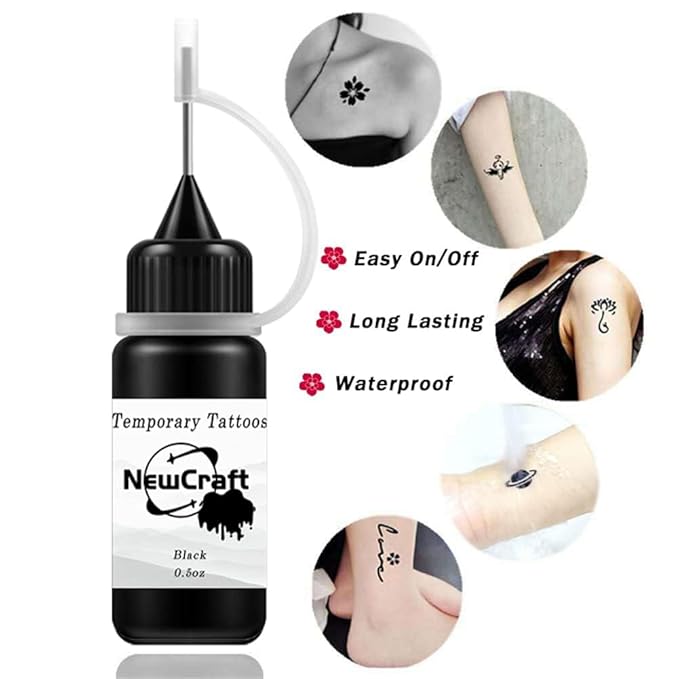 Temporary Tattoo Kit, Makeup Inks, Freckles Gel for Art Markers, 102 Patterns Fake Tattoos stencils DIY for Men Women - 3 Bottles (Brown)
