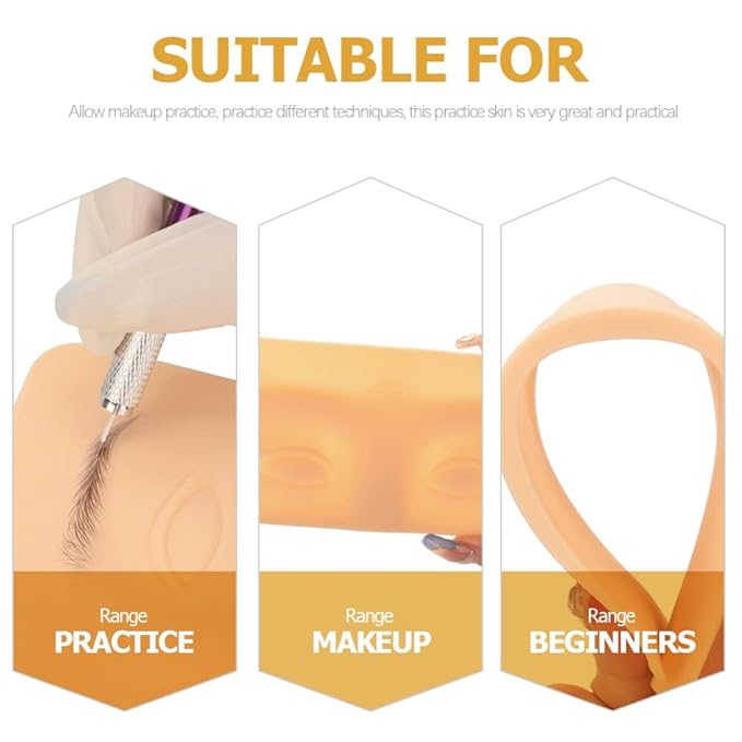Silicone Eyebrow Tattoo Practice Skin 2Pcs Microblading Fake Makeup Skin Sheets Eyebrow Model Eyeliner Tattoos Latex Skin for Beginners