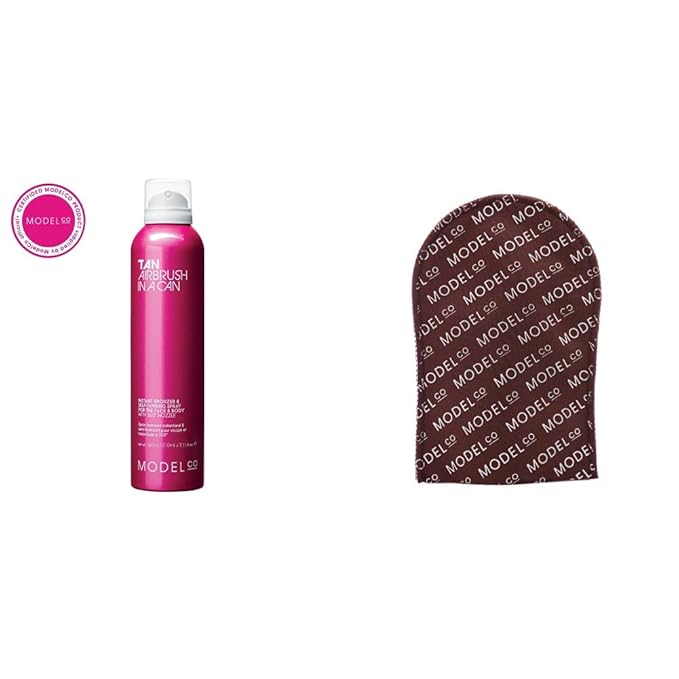 ModelCo Airbrush Tanning Kit - Airbrush Tan And Tan Remover Soap - Salon Worthy Sunless Glow For Body And Face - Prep Skin And Fix Tanning Mishaps - Beautiful Bronze Skin Without The Damage - 2 Pc