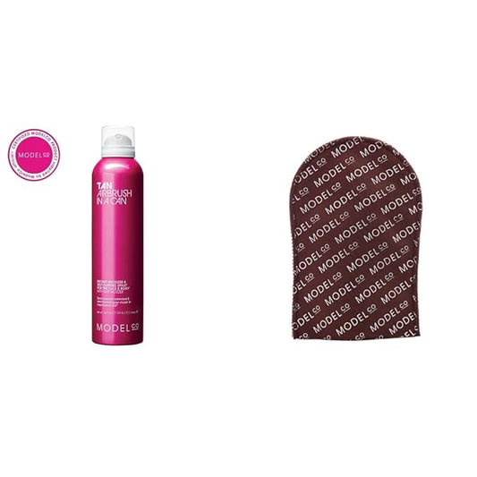 ModelCo Airbrush Tanning Kit - Airbrush Tan And Tan Remover Soap - Salon Worthy Sunless Glow For Body And Face - Prep Skin And Fix Tanning Mishaps - Beautiful Bronze Skin Without The Damage - 2 Pc