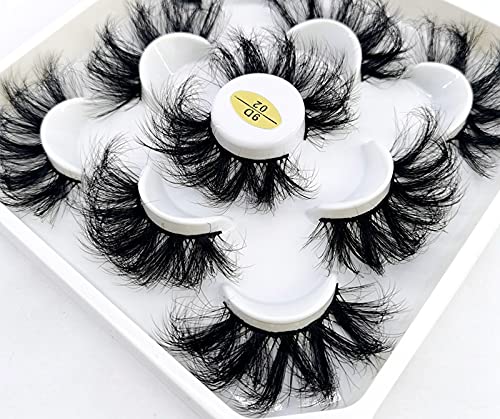 HBZGTLAD new 5 Pairs 25 mm 3d Mink Lashes Bulk Faux with Custom Natural Mink Lashes Pack Short Wholesales Natural False Eyelashes (9D-02)