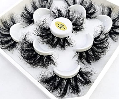HBZGTLAD new 5 Pairs 25 mm 3d Mink Lashes Bulk Faux with Custom Natural Mink Lashes Pack Short Wholesales Natural False Eyelashes (9D-02)