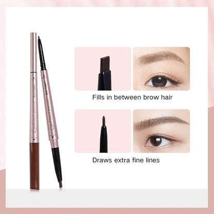 Eyebrow Pencil - Black Dual Ended Brow Pen & Eyebrow Wax Pen, Waterproof Smudge Proof Long Lasting Eyebrow Pen, Eyebrow Waxing Shaping Clear Eye Makeup Kit