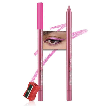 evpct Pink Glitter Eyeliner Pencils for Eyes, Pink Metallic Shimmer Eye Liner Pencil Makeup Waterproof Smudge Proof, Colored Gel Waterline Eyeliner Liquid, Face Eye Paint Stick Halloween Makeup 03