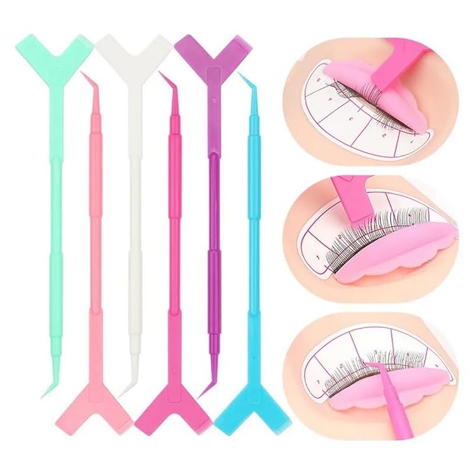 50 Pink Lash Spoolies for Eyelash Extensions, 50 Lip Brush for Lipstick, 50 Micro Swabs for Eyebrow Lamination,6Pcs Y Shape Eyelash Lift Tool Eyelash Brush,5 Pairs Lint Free Under Eye Gel Pads