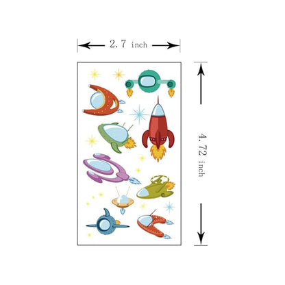 (Pack of 10 Sheets) UFO ET Spacecraft Waterproof Temporary Tattoo Stickers for Kids Boys and Girls, Party Favors Decorations
