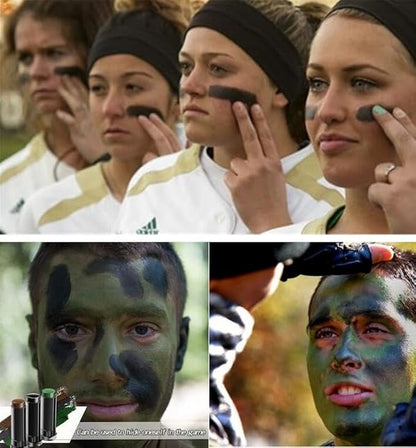 3 Colors Camo Face Paint Eye Black Stick Anti-Sun Portable Camouflage Suit Waterproof Easy Removal Equipment Outdoor Camping Supplies Bulk Baseball/Softball/Football Sport Hunting