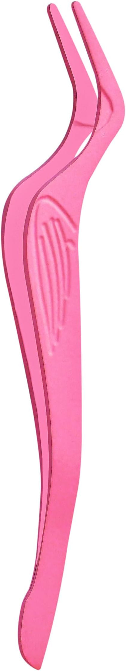 Eyelash Applicator Tool in Leather Case -Best Lash Cluster Applicator-with Stainless Steel Curved Design Lash Applicator Use for Wisps Lashes(Nude) (Baby Pink)