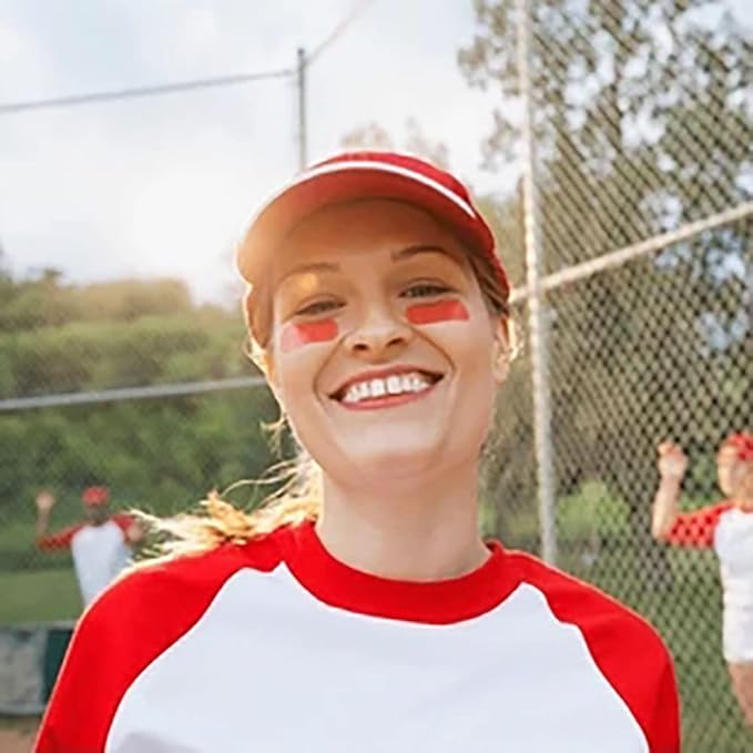 Mysense Red Face Body Paint Stick, Eye Black Stick for Sports Football Baseball Softball, Red Lipstick Facepaint Pen for Halloween SFX Millie Helluva Boss Cosplay Devil Makeup