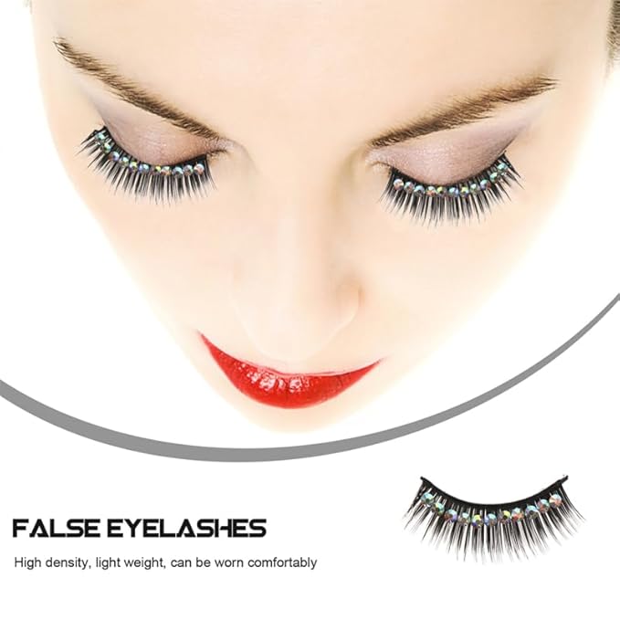 10 Pairs Diamond False Eyelashes Rhinestone Performance Eyelash Realistic Eyelash Women Eyelash Natural False Lashes Long Fake Lash Chemical Fiber Hard Stem Make up Cosmetic