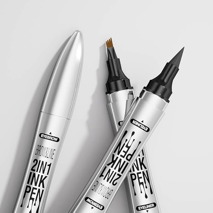 2 in 1 Magic Eyebrow Pencil, 4 Tip Microblade Eyebrow Pen Microblading Eyebrow Pencil Contouring Pen for Natural Daily Look Eyebrow Makeup
