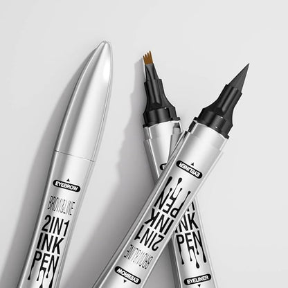 2 in 1 Magic Eyebrow Pencil, 4 Tip Microblade Eyebrow Pen Microblading Eyebrow Pencil Contouring Pen for Natural Daily Look Eyebrow Makeup