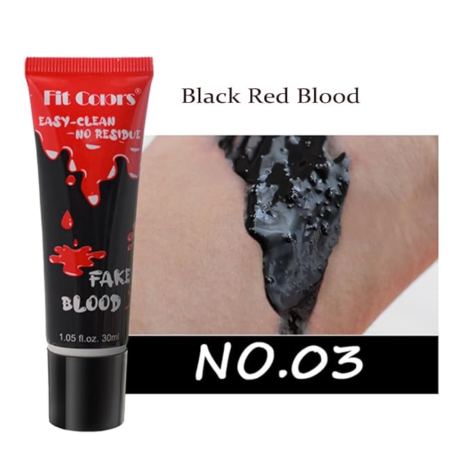GL-Turelifes Halloween Fake Blood Paint Makeup, Coagulated Blood Scab Blood Gel, Special Effects Wound Modeling SFX Makeup for Zombie Vampire Monster Cosplay Mouth Clothes Dress Up 1.06oz (Black Red)