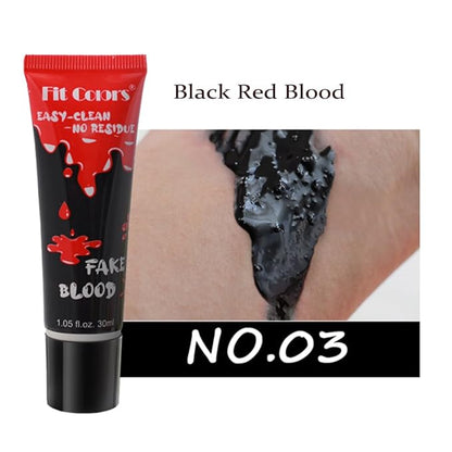 GL-Turelifes Halloween Fake Blood Paint Makeup, Coagulated Blood Scab Blood Gel, Special Effects Wound Modeling SFX Makeup for Zombie Vampire Monster Cosplay Mouth Clothes Dress Up 1.06oz (Black Red)