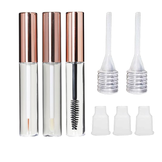 0.34 fl oz Empty Eyeliner Tube,Mascara Tube and Lip Gloss Tubes,three empty tubes (Rose Golden (Metal), (1+1+1) Suit)