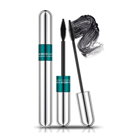 Waterproof Double-end 4D Curling Mascara - 2-in-1 Volumizing & Lengthening, No Clumping, Long-Lasting Smudge Proof Black Makeup with Liquid Lash Extensions